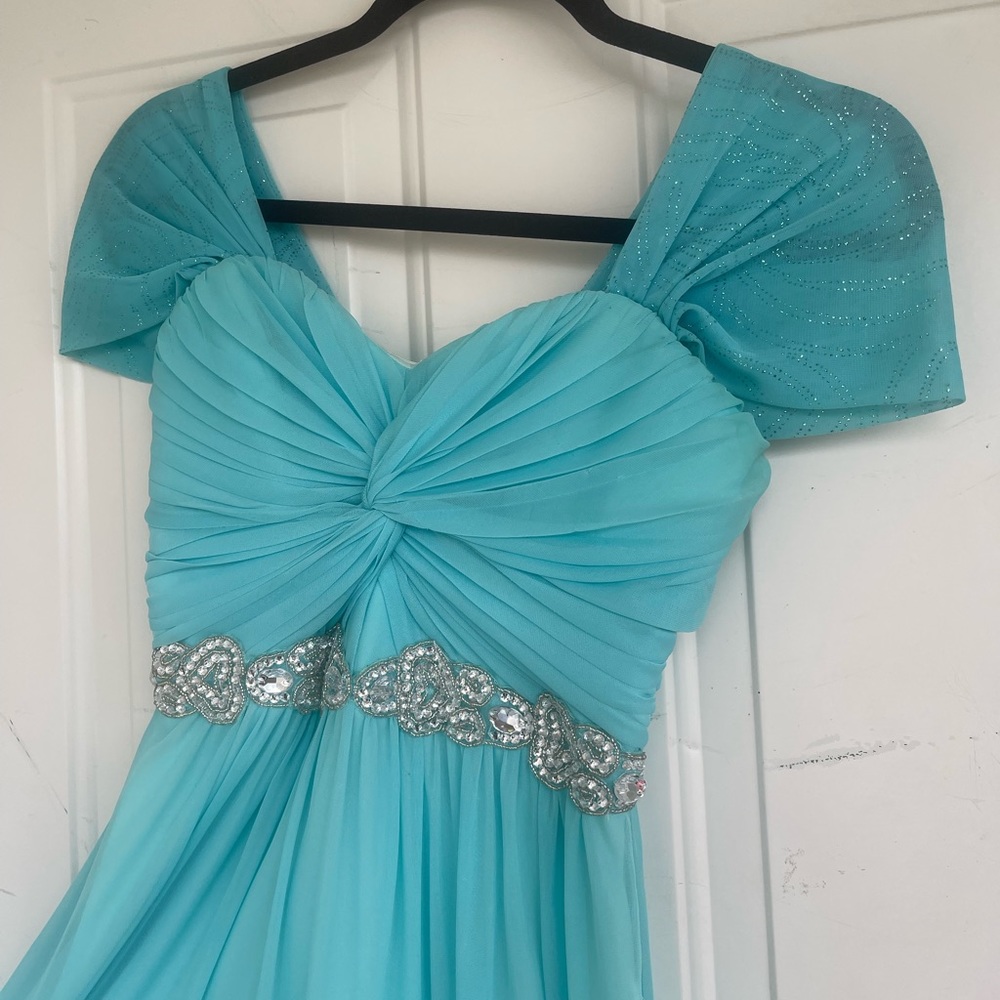 Baby blue sparkly bridesmaids maxi dress - Picture 15 of 16